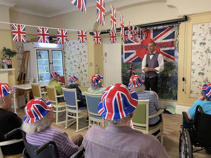 residents sat down for a VE day service