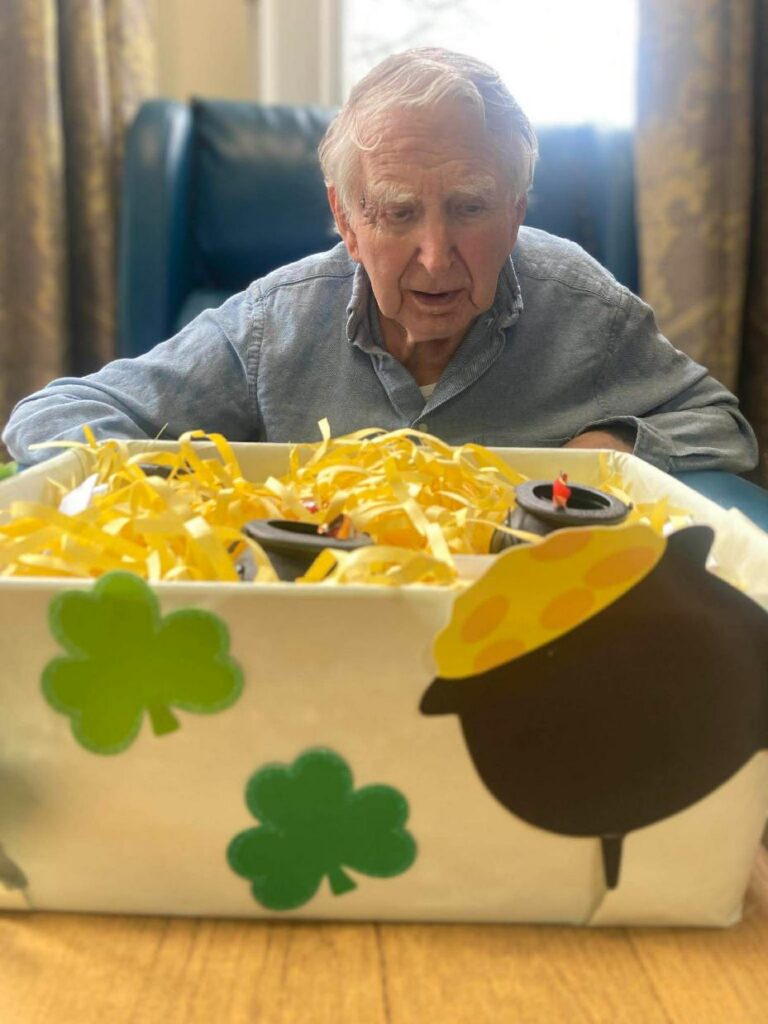 resident with easter basket